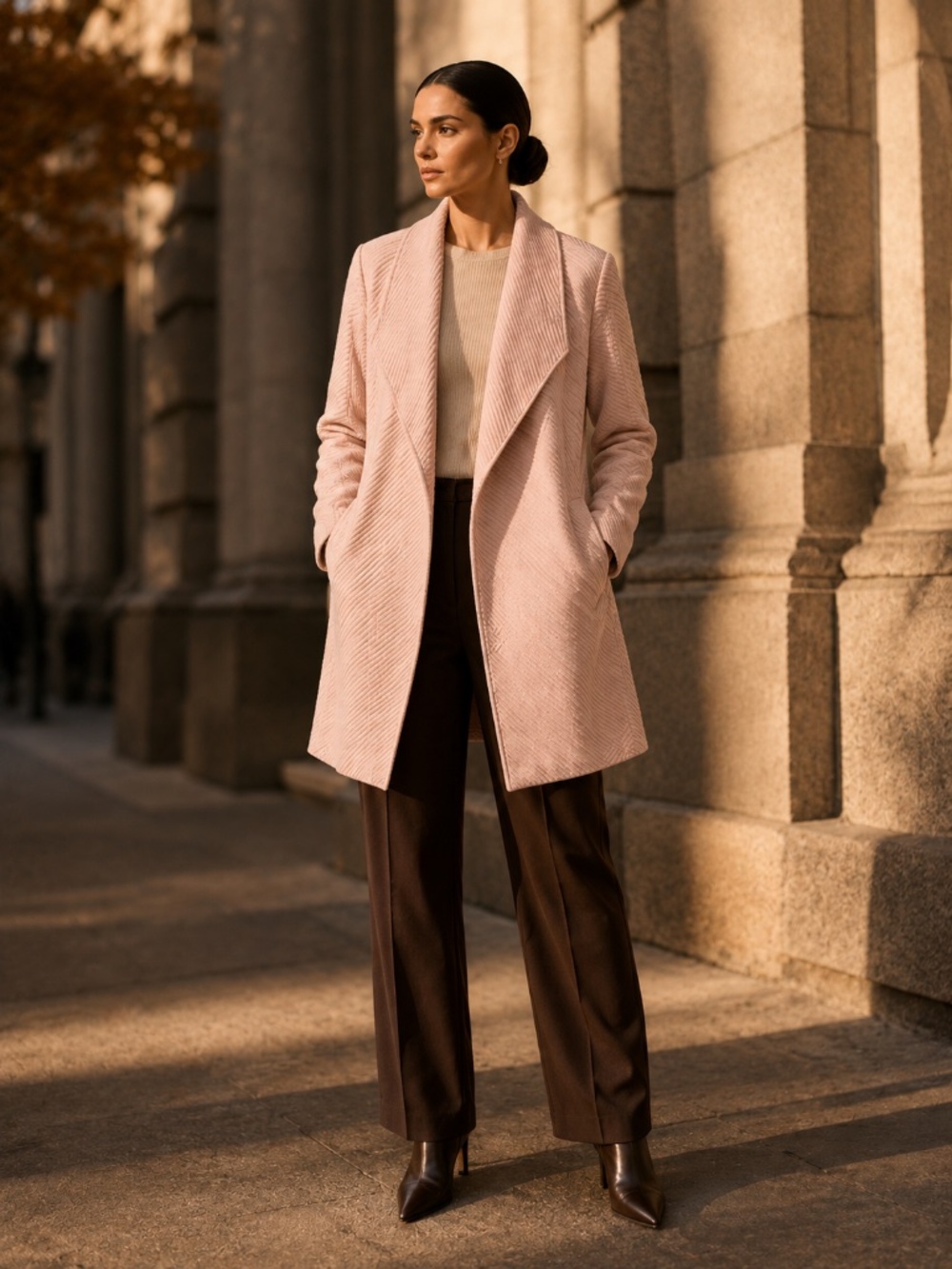 BB Dakota Steve Madden Pink Ribbed Open Front Coat